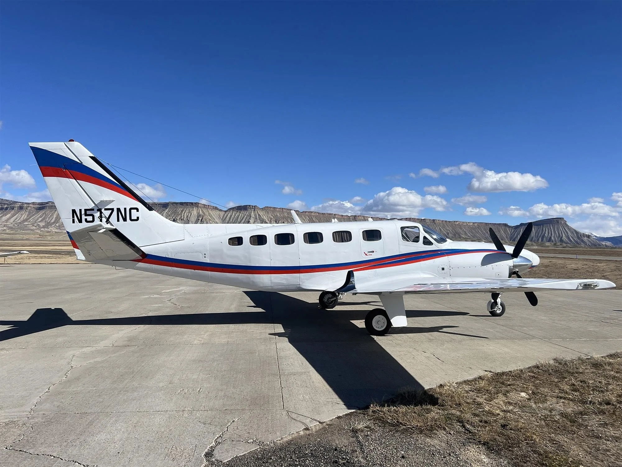 Exterior view of a 1986 CESSNA CONQUEST II, N517NC.