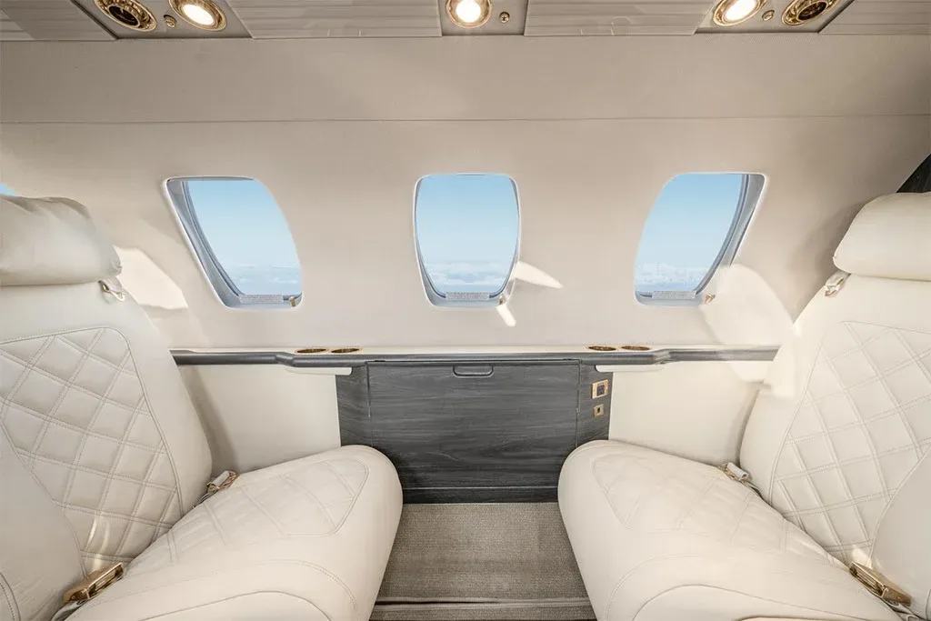 Cabin interior of a 2001 Cessna Citation CJ1.