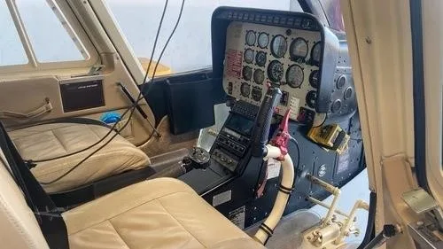 Cockpit and instrument panel of a 1979 BELL 206L-1.
