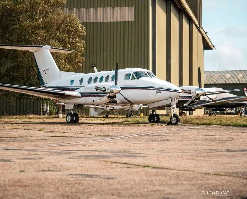 Marketing image of a 1980 Beech King Air 200.
