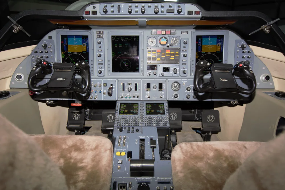 Cockpit and instrument panel of a 2006 Hawker Premier IA.