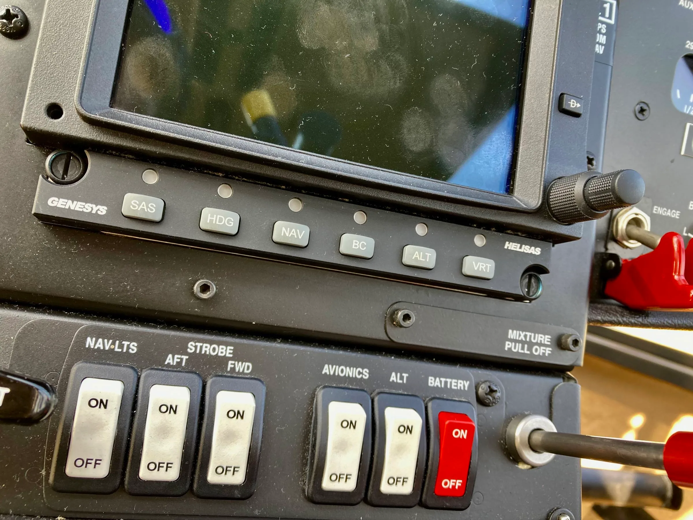 Avionics suite of a 2018 Robinson R44 Raven II.