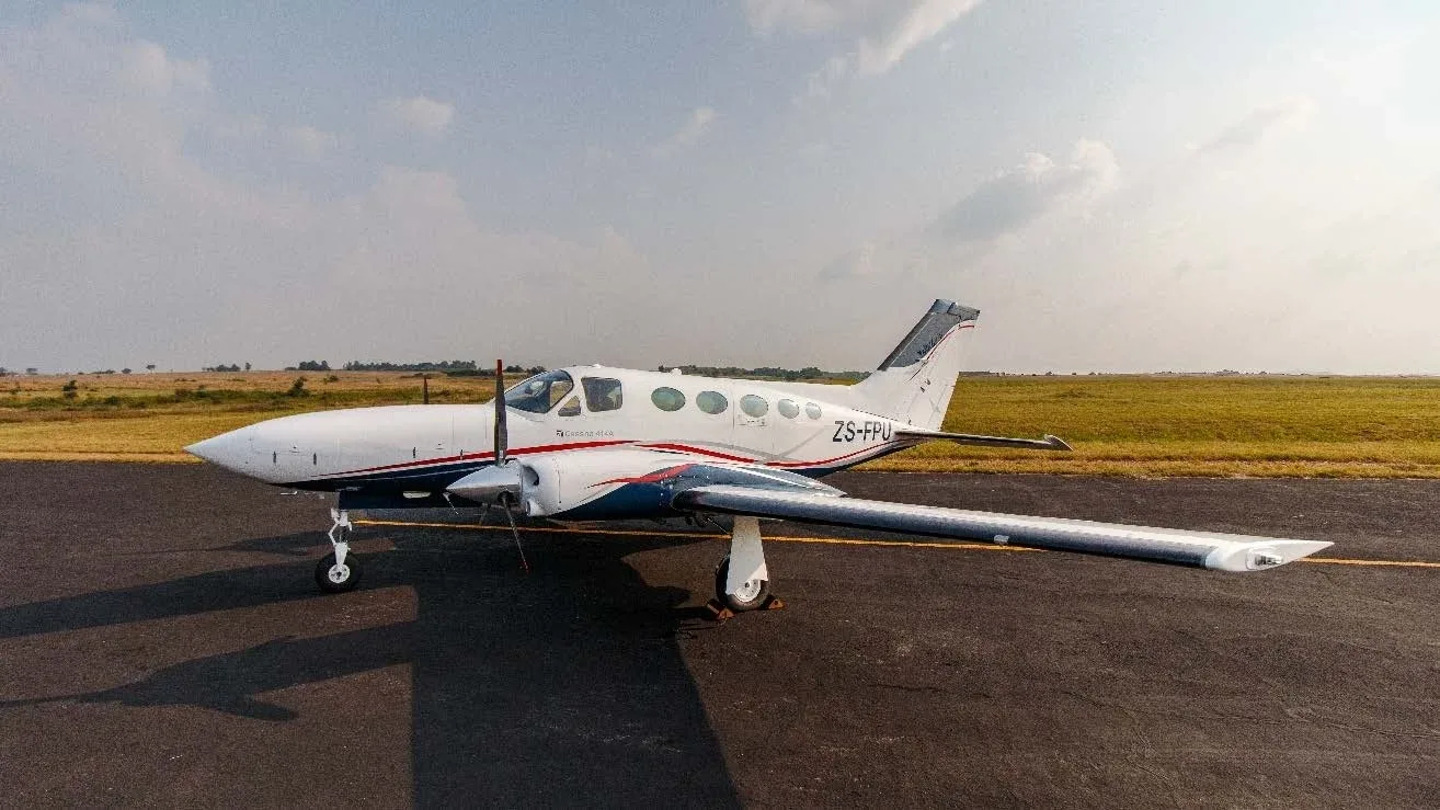 Exterior view of a 1980 Cessna 414.