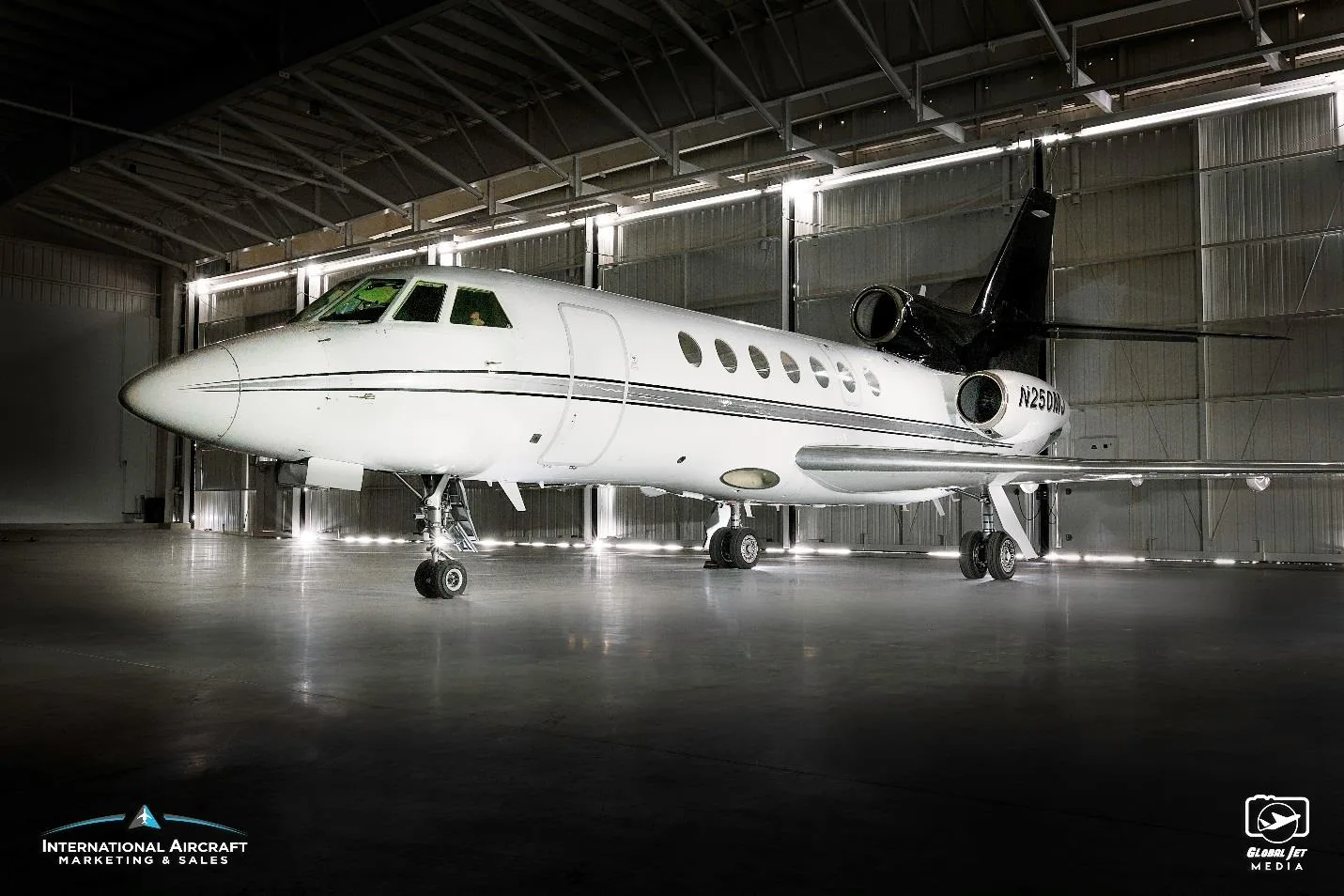Exterior view of a 2004 Hawker #, N408GJ.