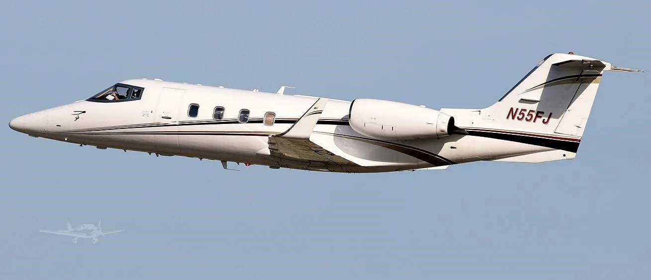Exterior view of a 1983 LEARJET 55, N55FJ.