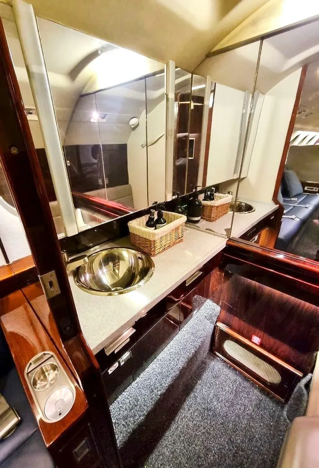 Cabin interior of a 1995 Dassault Falcon.