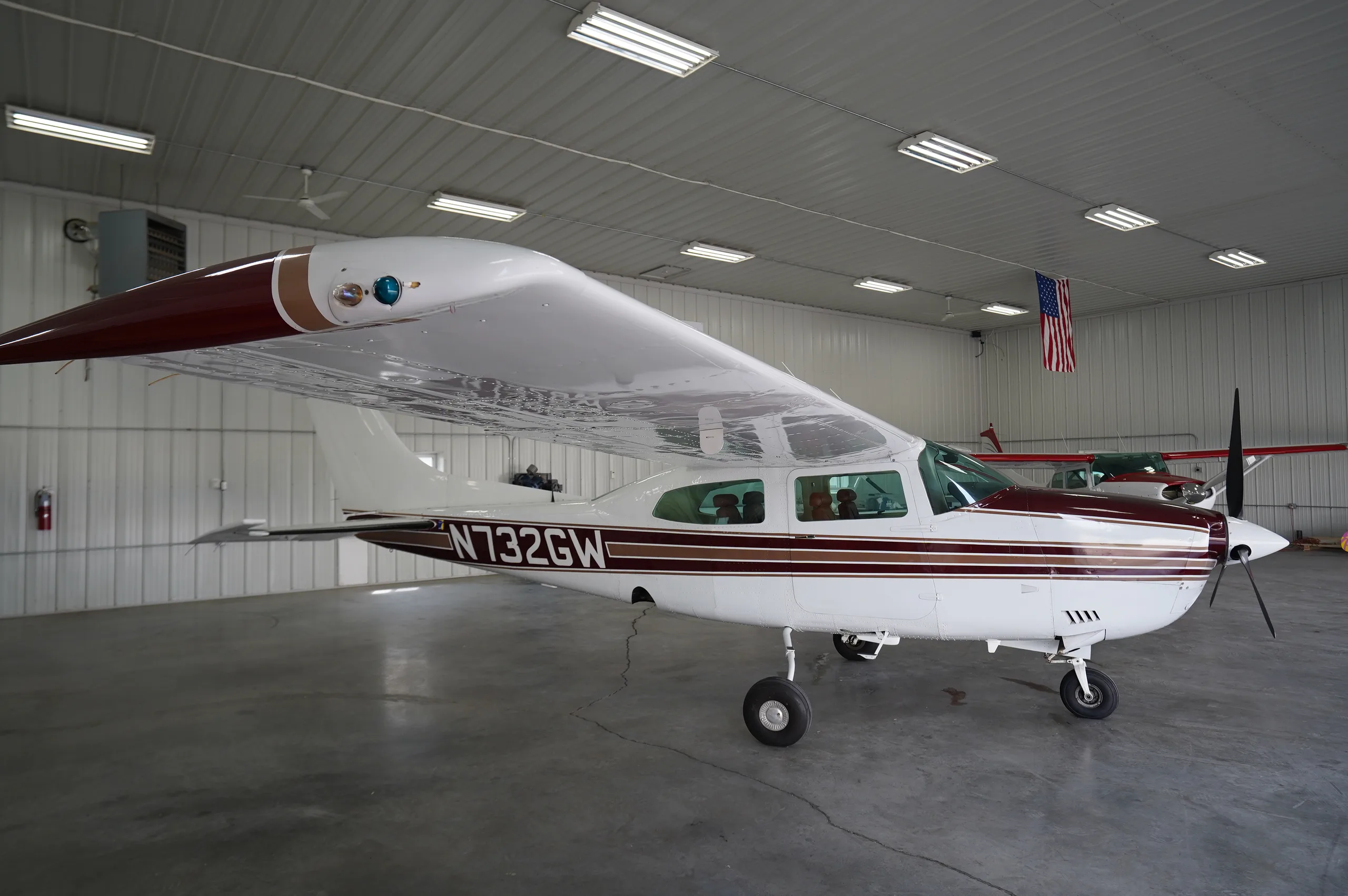 Exterior view of a 1976 Cessna Centurion 210L, N732GW.