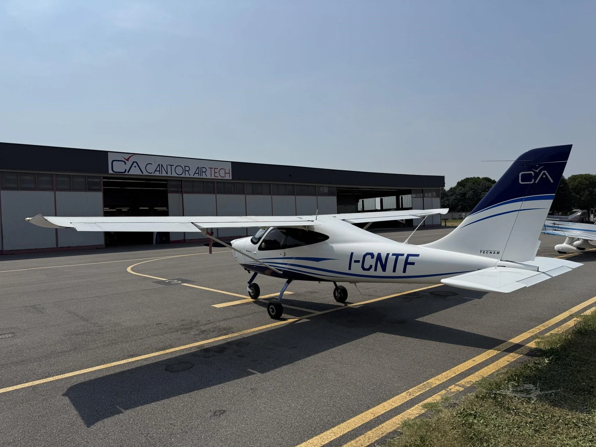 Exterior view of a 2019 TECNAM P2008 JC, I-CNTF.