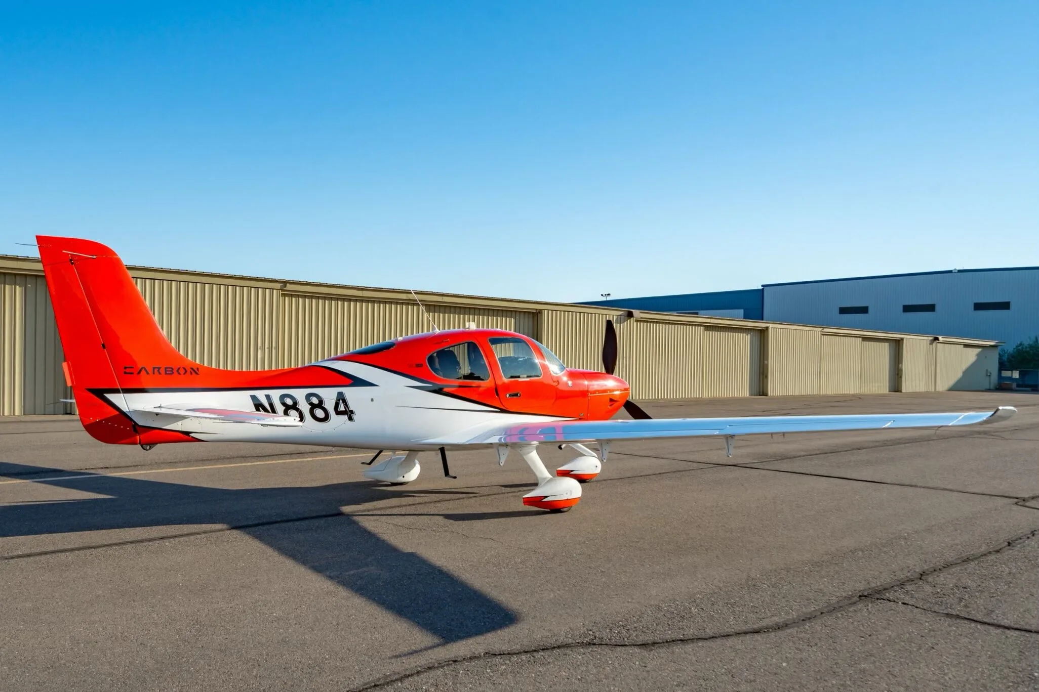 Exterior view of a 2021 Cirrus SR22 G6.