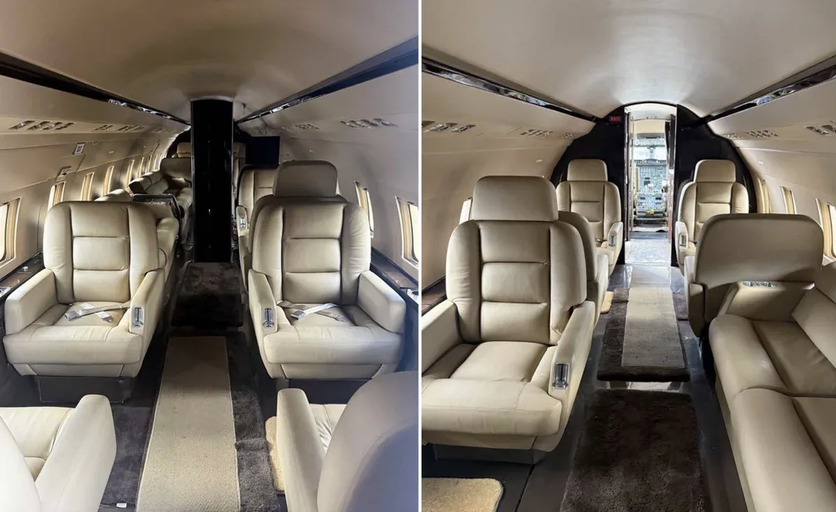 Cabin interior of a 1989 Bombardier Challenger 601-3A SN 5047.