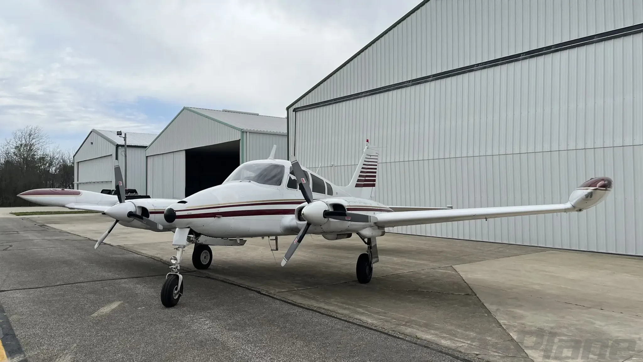 Exterior view of a 1965 Cessna 310J.