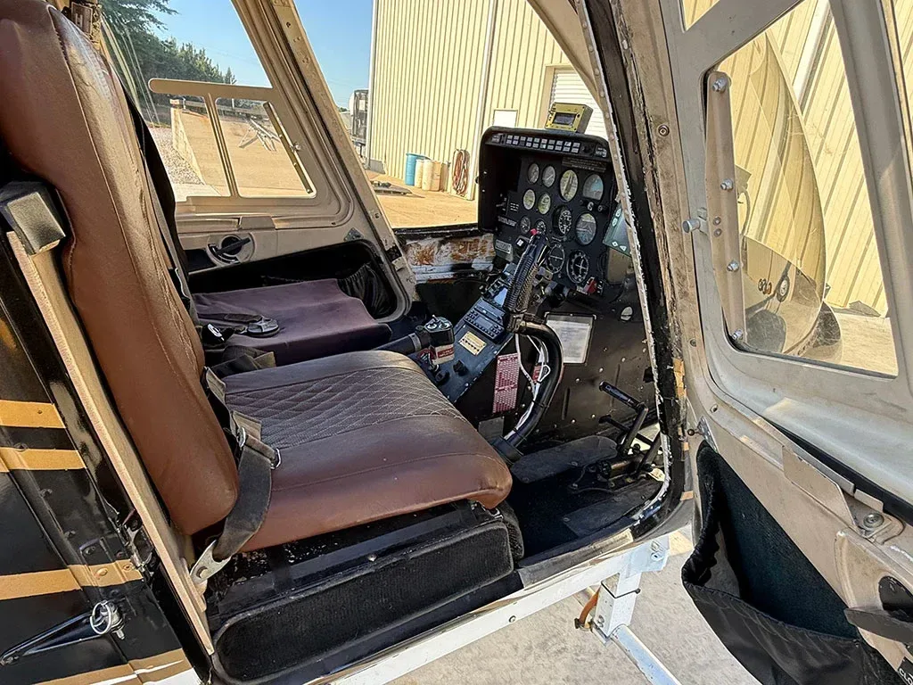 Cabin interior of a 1975 Bell Jetranger.