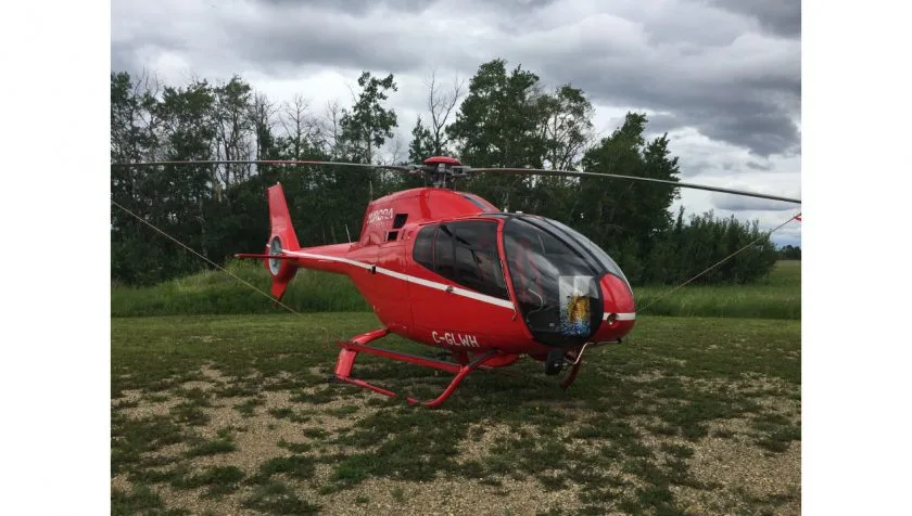 Exterior view of a 2007 Eurocopter EC120B 1517, C-GLWH.