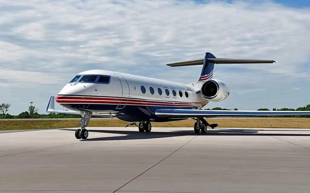Exterior view of a 2019 Gulfstream G600, N108DB.