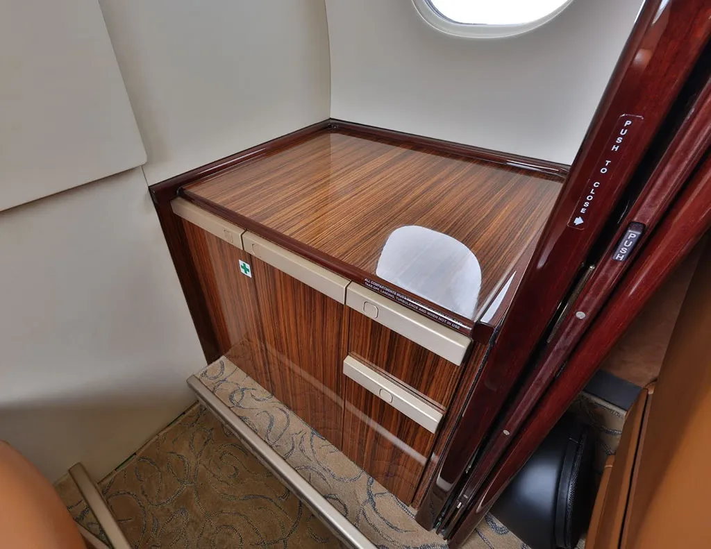 Cabin interior of a 2015 Embraer Phenom 300.