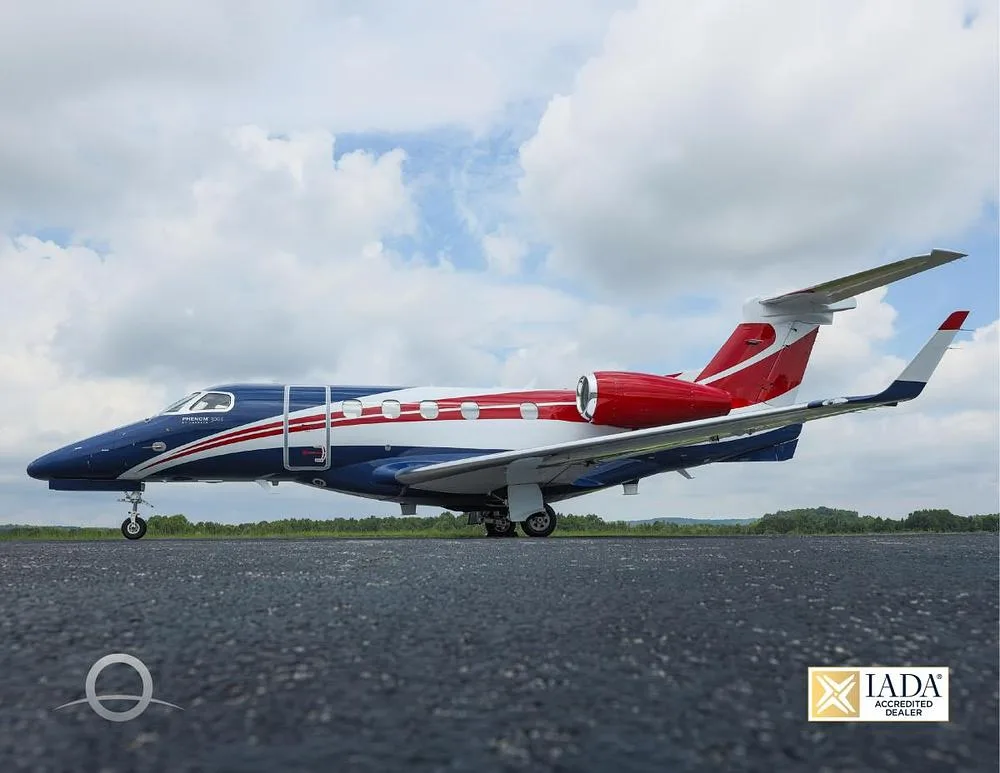 Exterior view of a 2024 Embraer Phenom 300E.