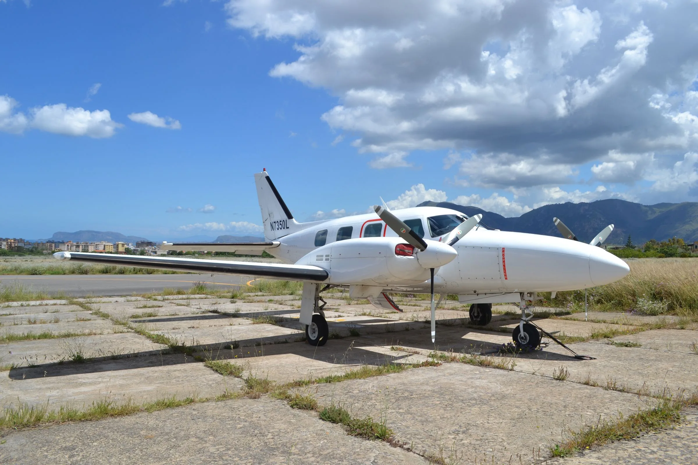 Exterior view of a 1970 Piper PA-31P-425 Pressurized Navajo, I-CICA.