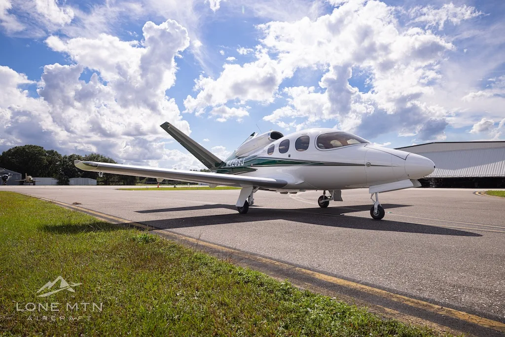 Cabin interior of a 2019 Cirrus SF50 G2+ Vision Jet.