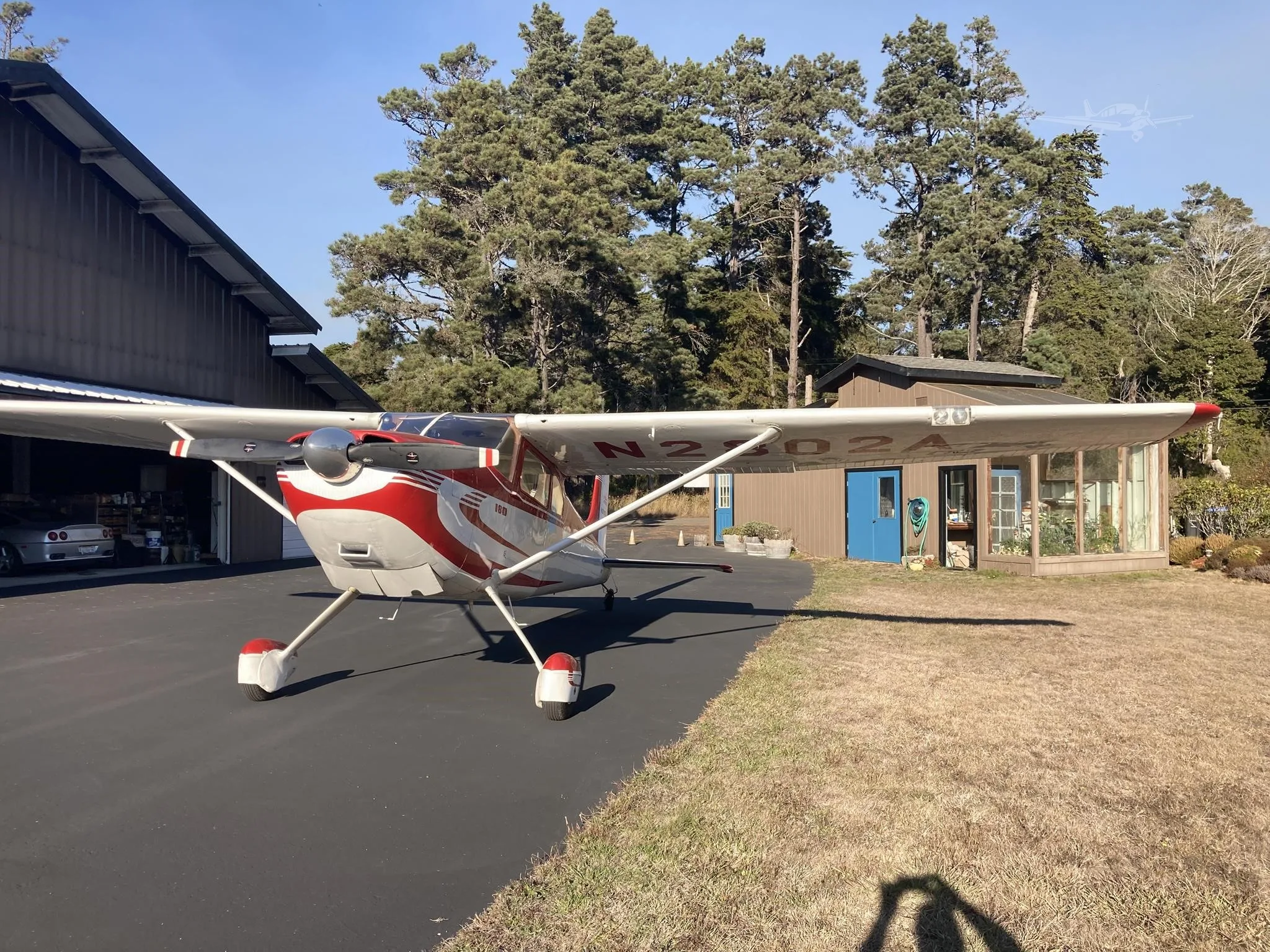 Exterior view of a 1953 CESSNA 180, N2802A.