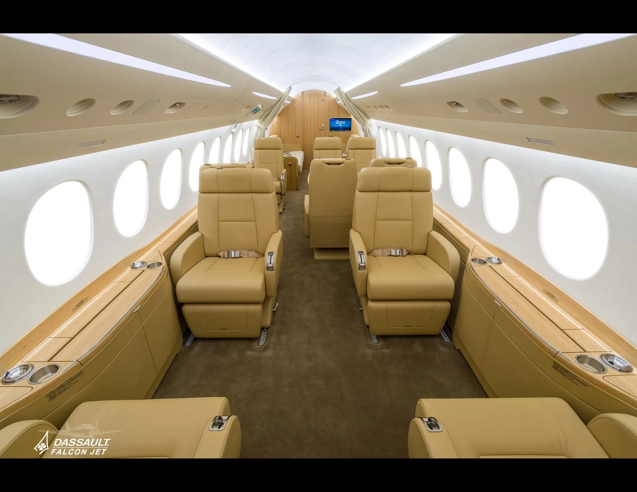 Cabin interior of a 2017 DASSAULT FALCON 8X.