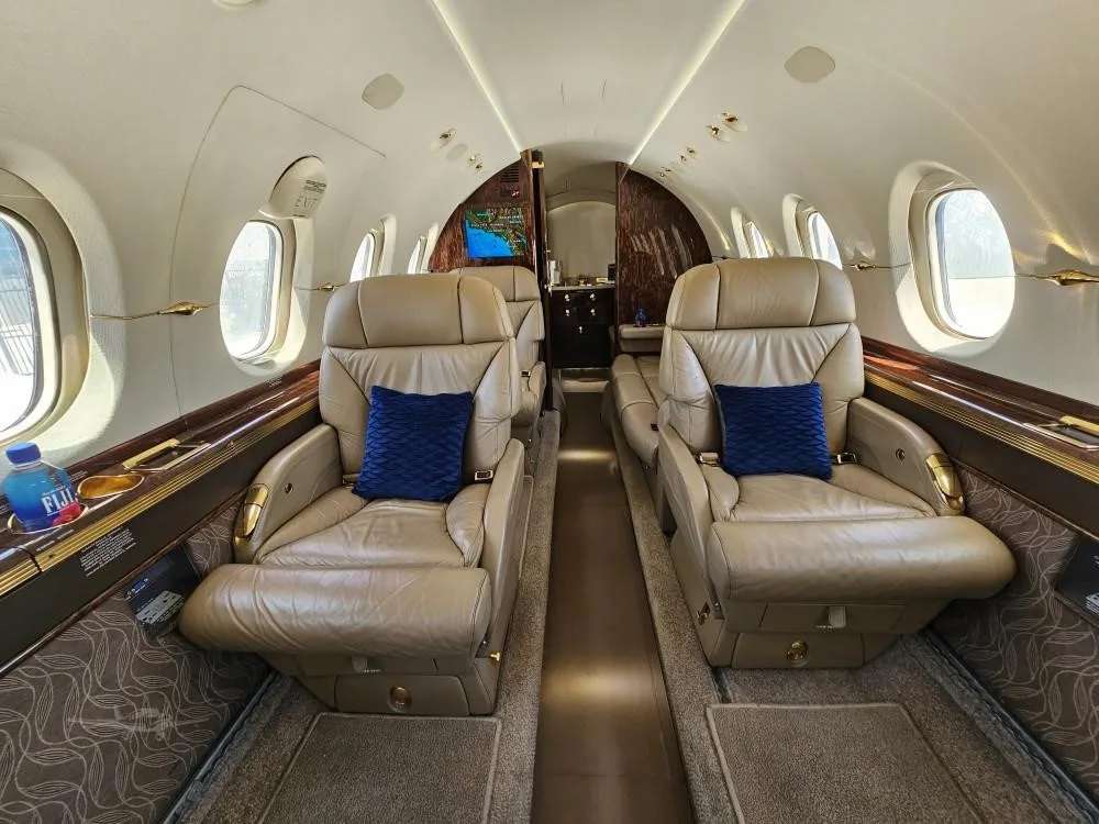 Cabin interior of a 2005 HAWKER 800XP.