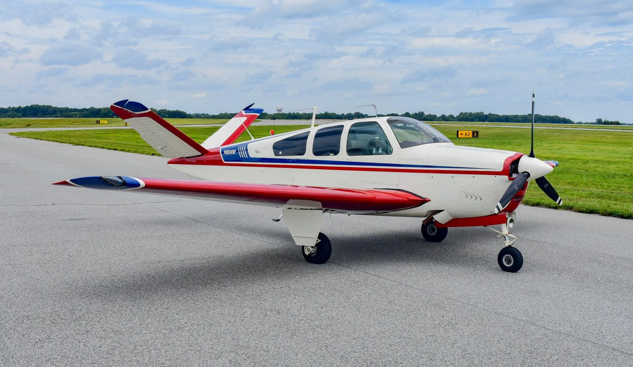Exterior view of a 1965 Beechcraft S35 Bonanza.