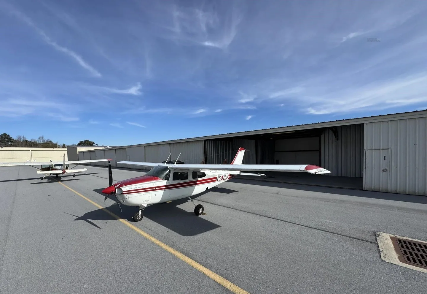 Exterior view of a 1977 Cessna T210 Centurion.