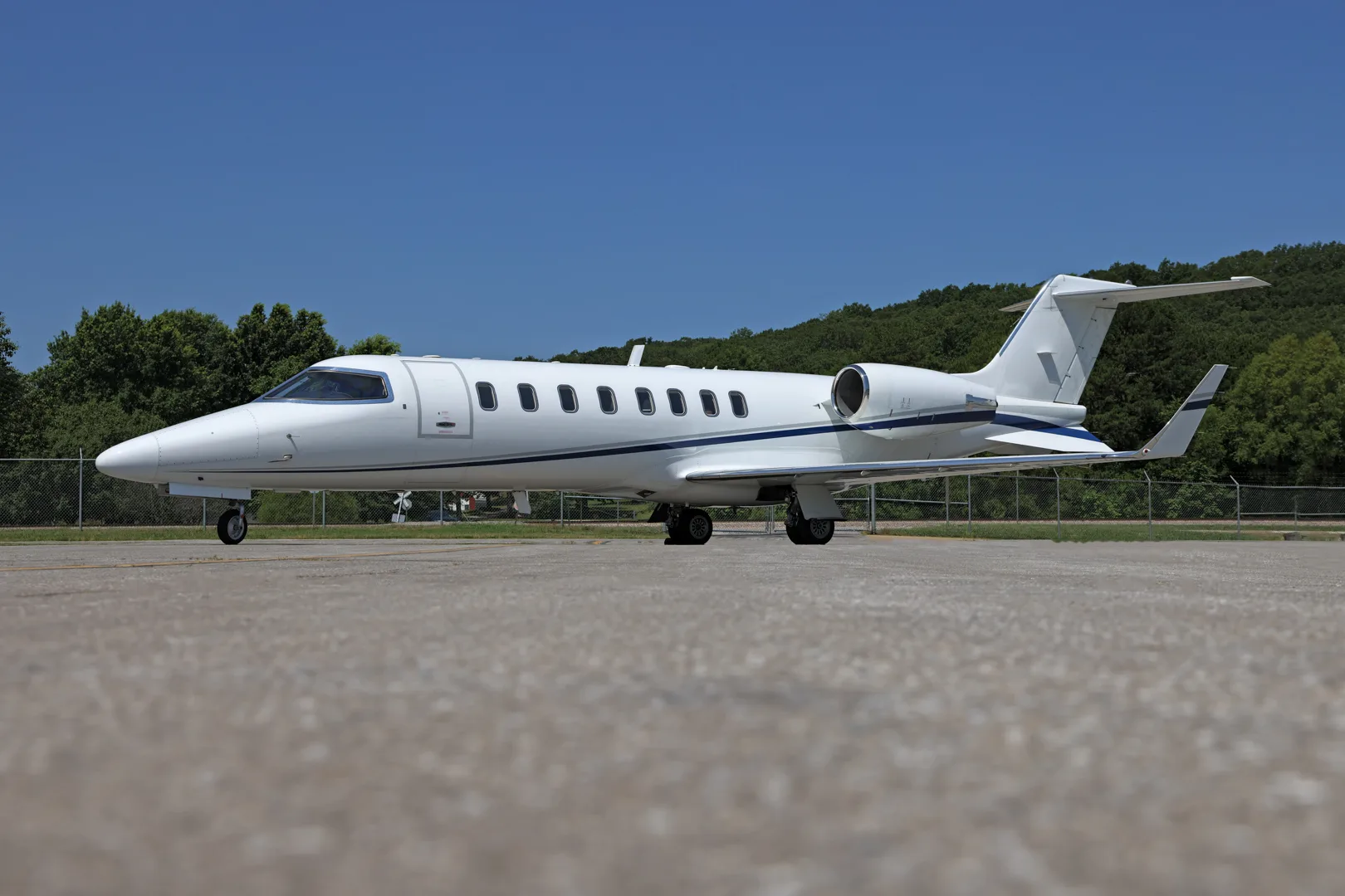 Exterior view of a 2002 Learjet 45, N769TM.