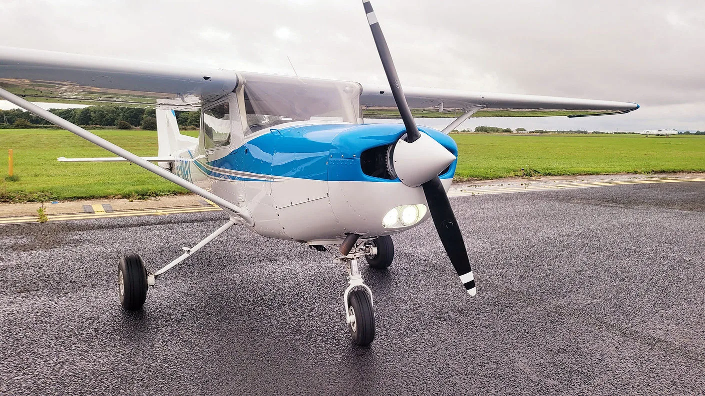 Exterior view of a 1977 Cessna 152.