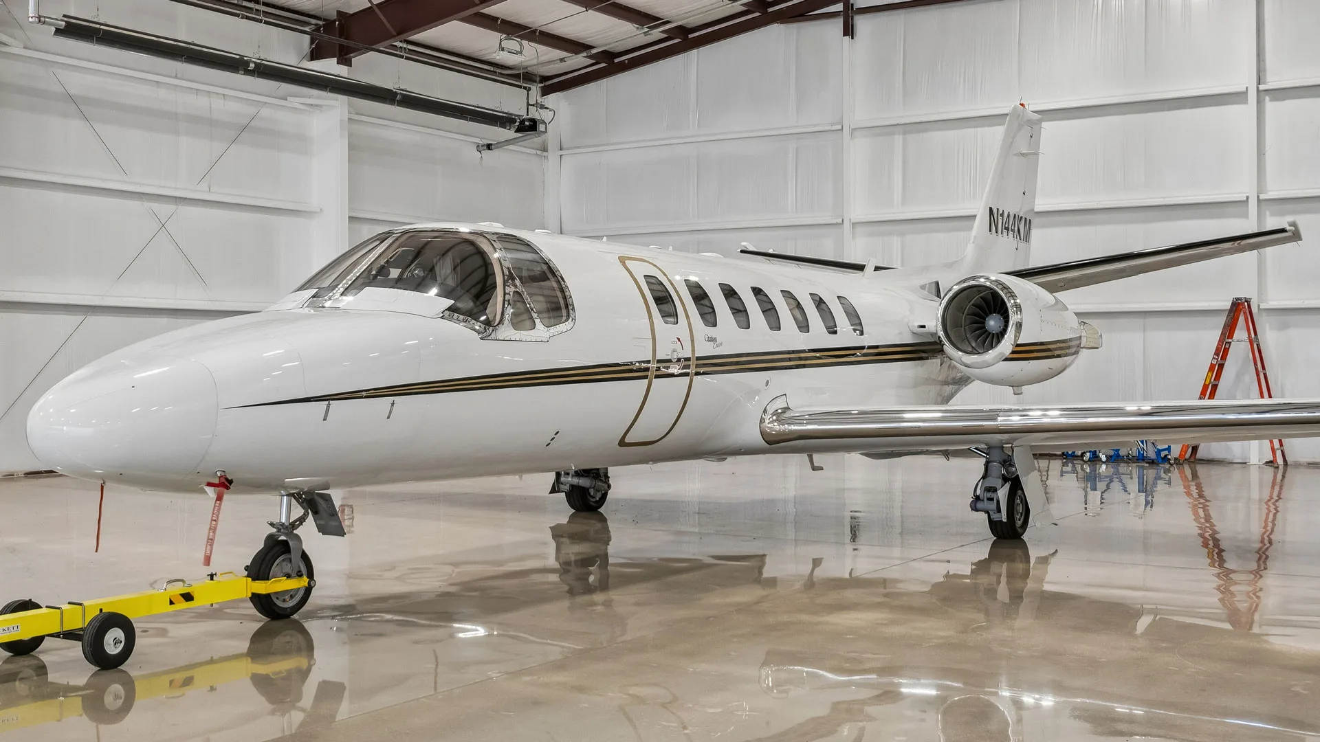 Exterior view of a 2001 Cessna Citation Encore, N144KM.