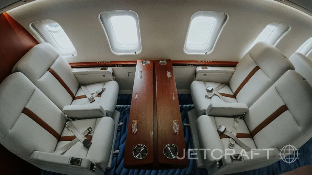 Cabin interior of a 2003 Bombardier challenger.
