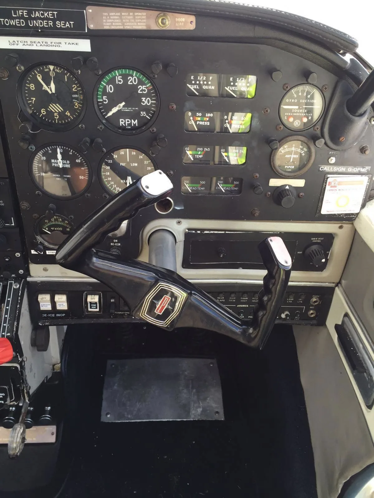 Cockpit and instrument panel of a 1969 Piper PA-23-250 Aztec D.
