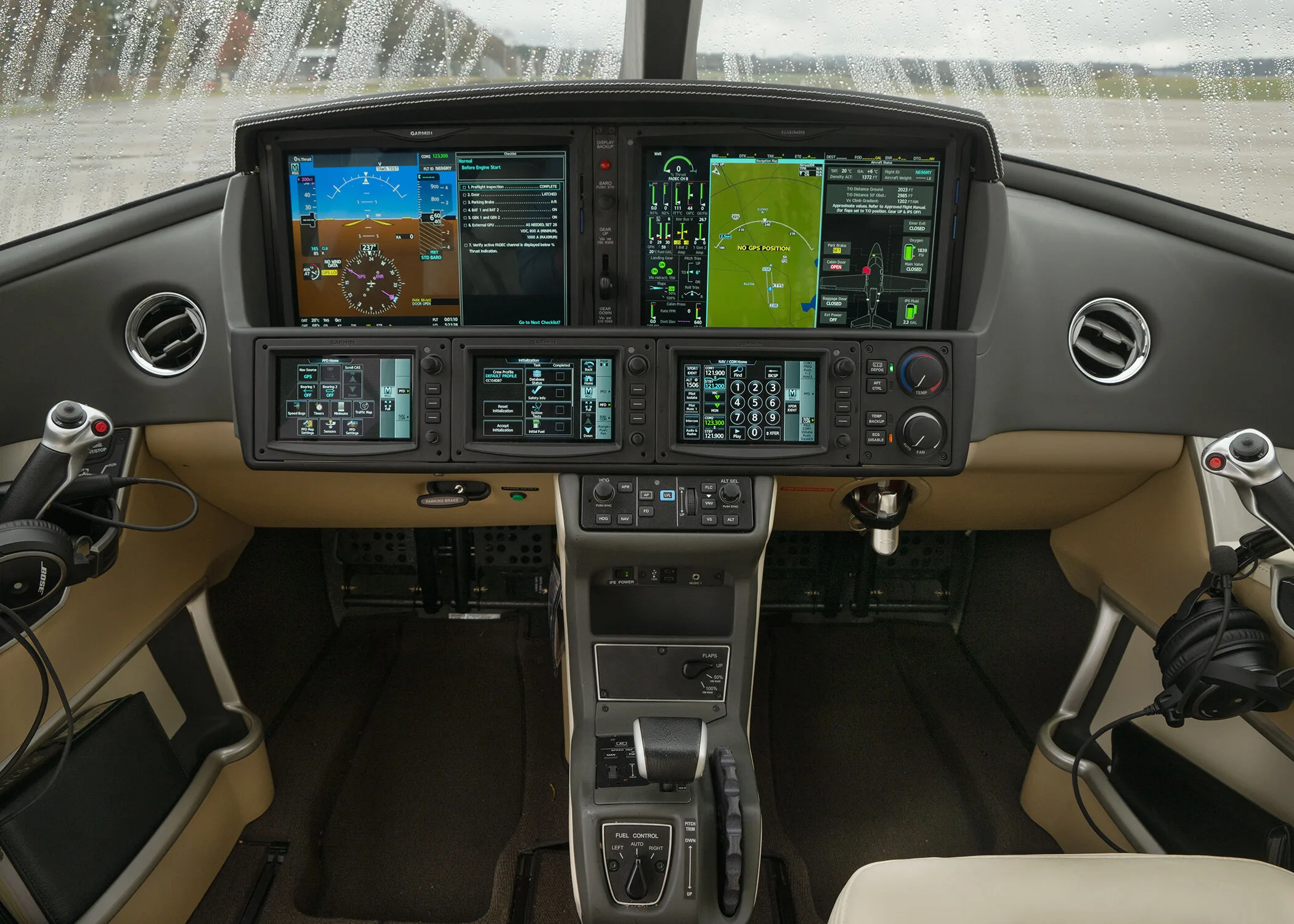 Cockpit and instrument panel of a 2023 Cirrus SF50 G2+ Elite.