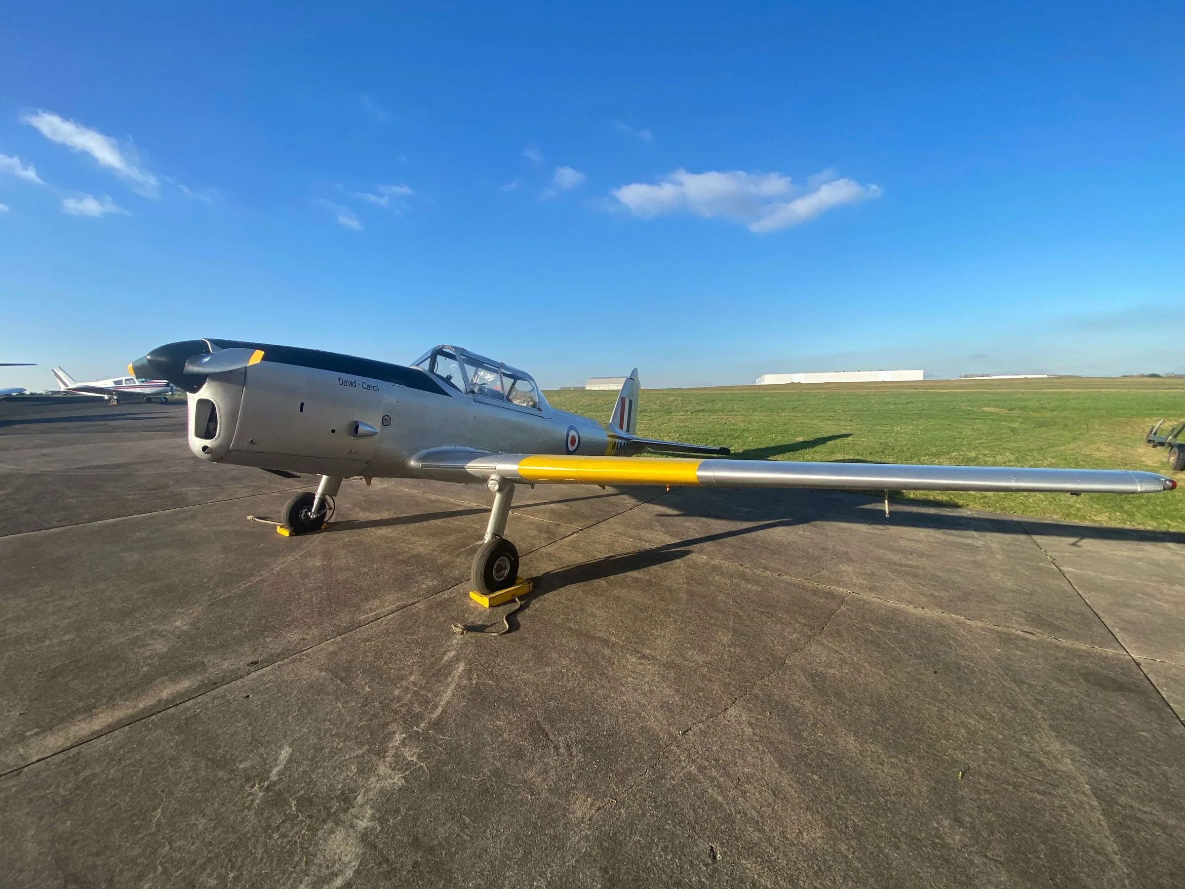 Exterior view of a 1955 de Havilland DHC-1 Chipmunk Mk 22.