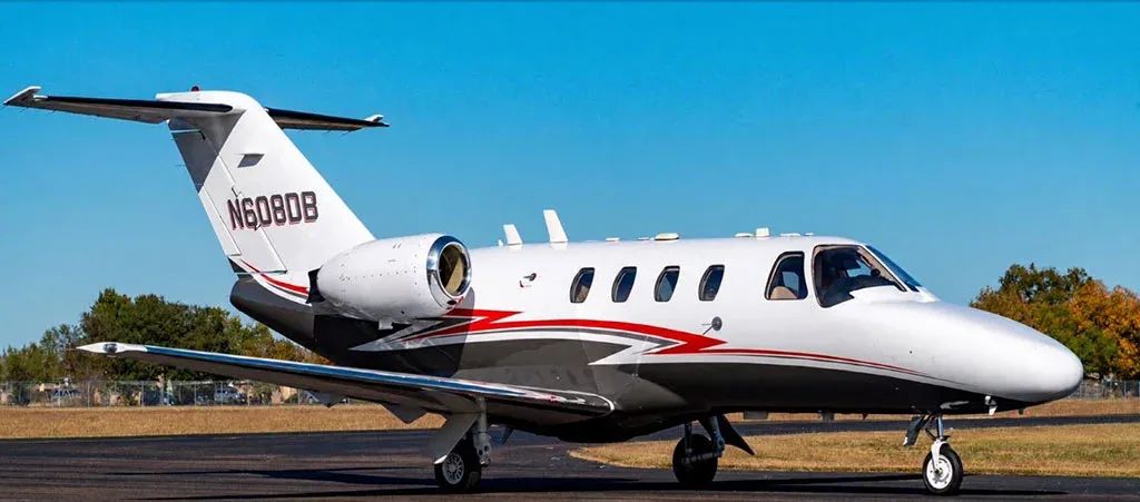 Exterior view of a 1997 Cessna Citation Jet 525, N608DB.