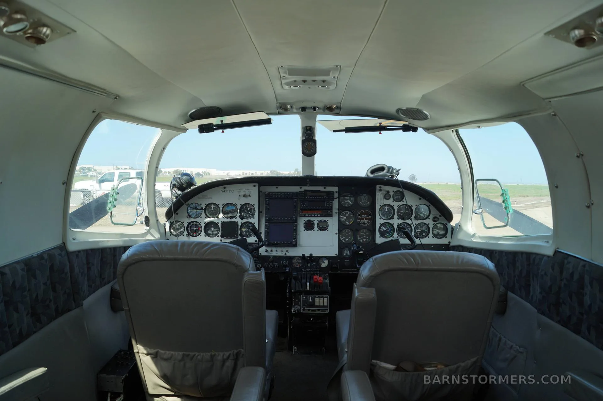 Cockpit and instrument panel of a 1965 Cessna 411.
