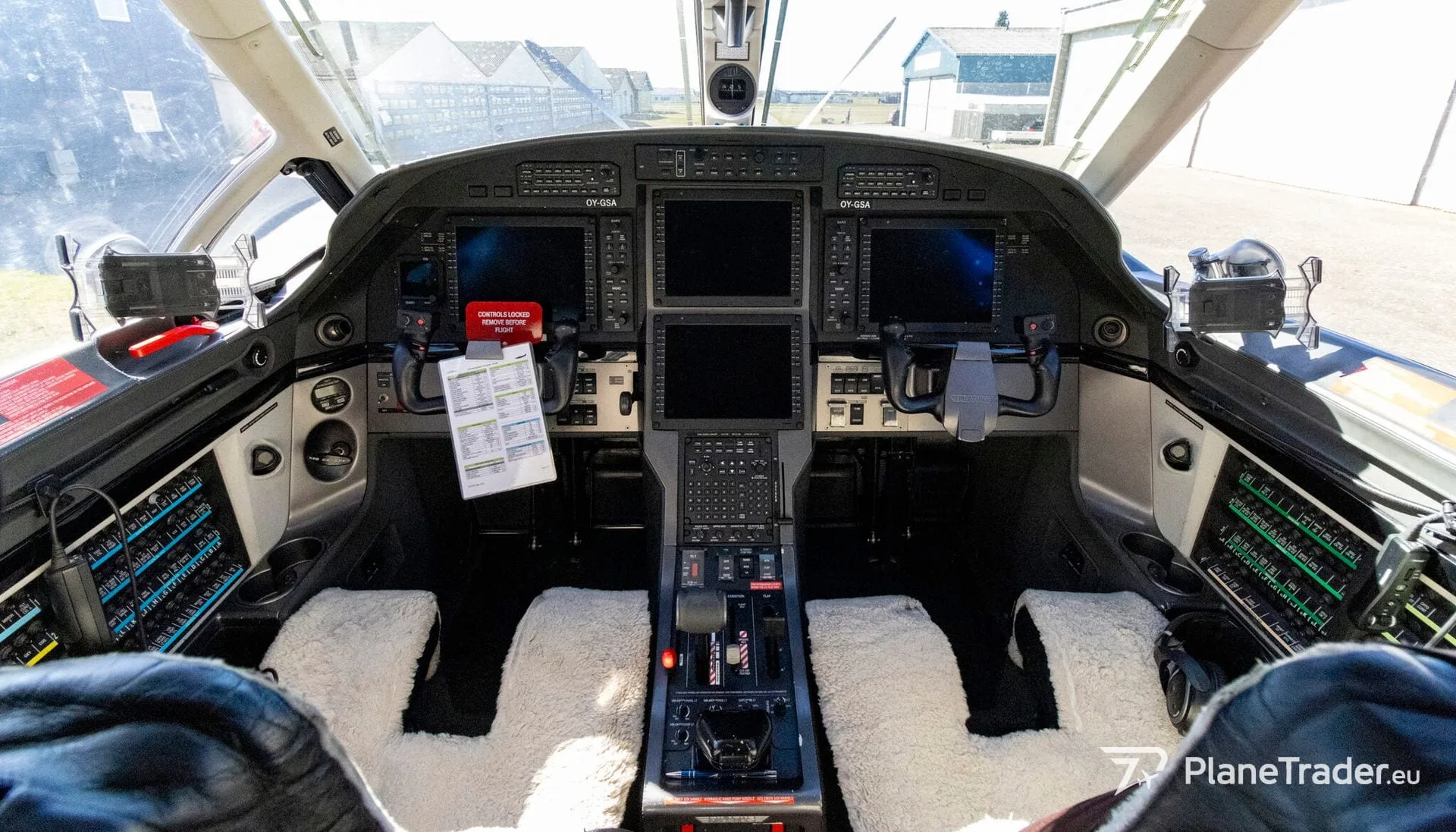 Cockpit and instrument panel of a 2008 Pilatus.