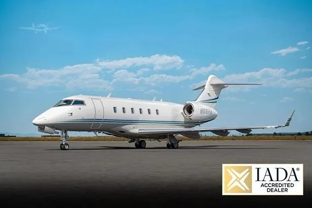 Exterior view of a 2007 Bombardier Challenger 300, N58HA.