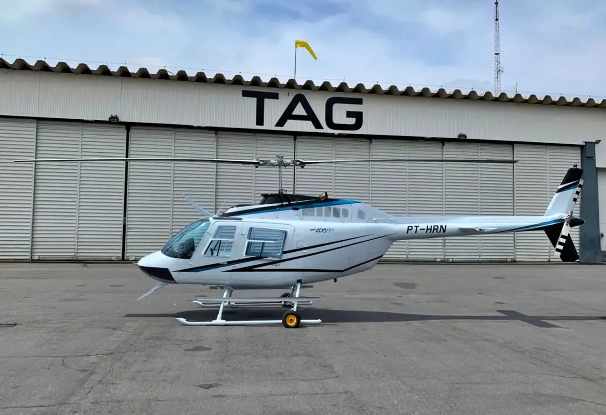 Exterior view of a 1992 Bell 206B III Jet Ranger.