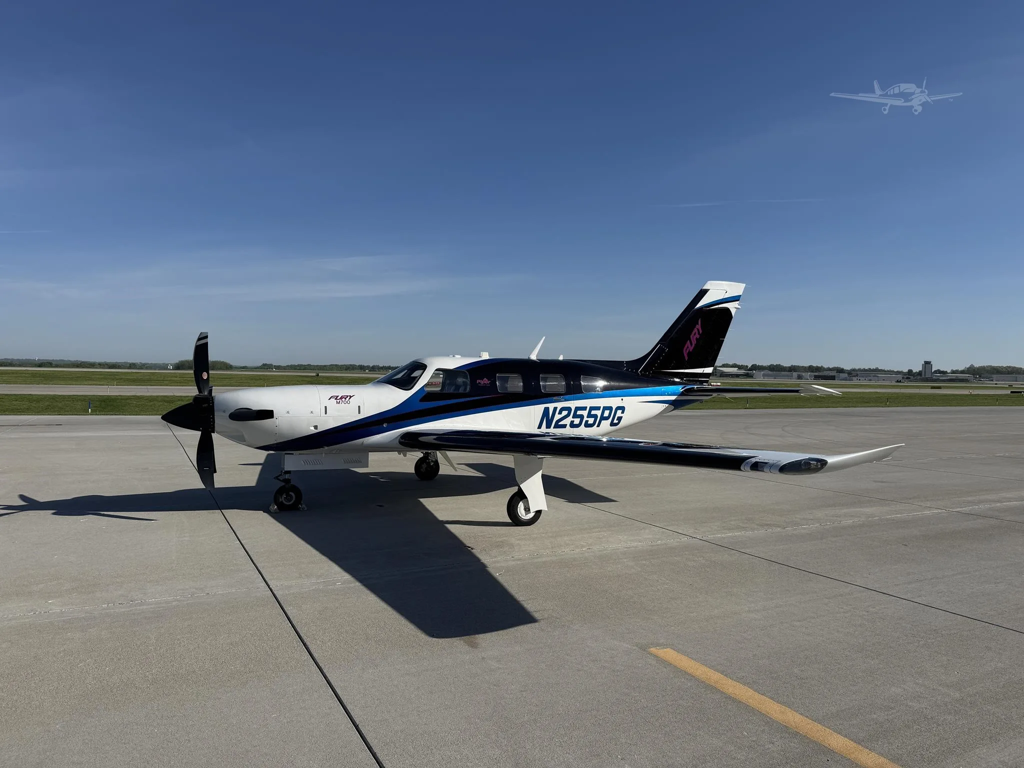 Exterior view of a 2024 PIPER M700, N255PG.