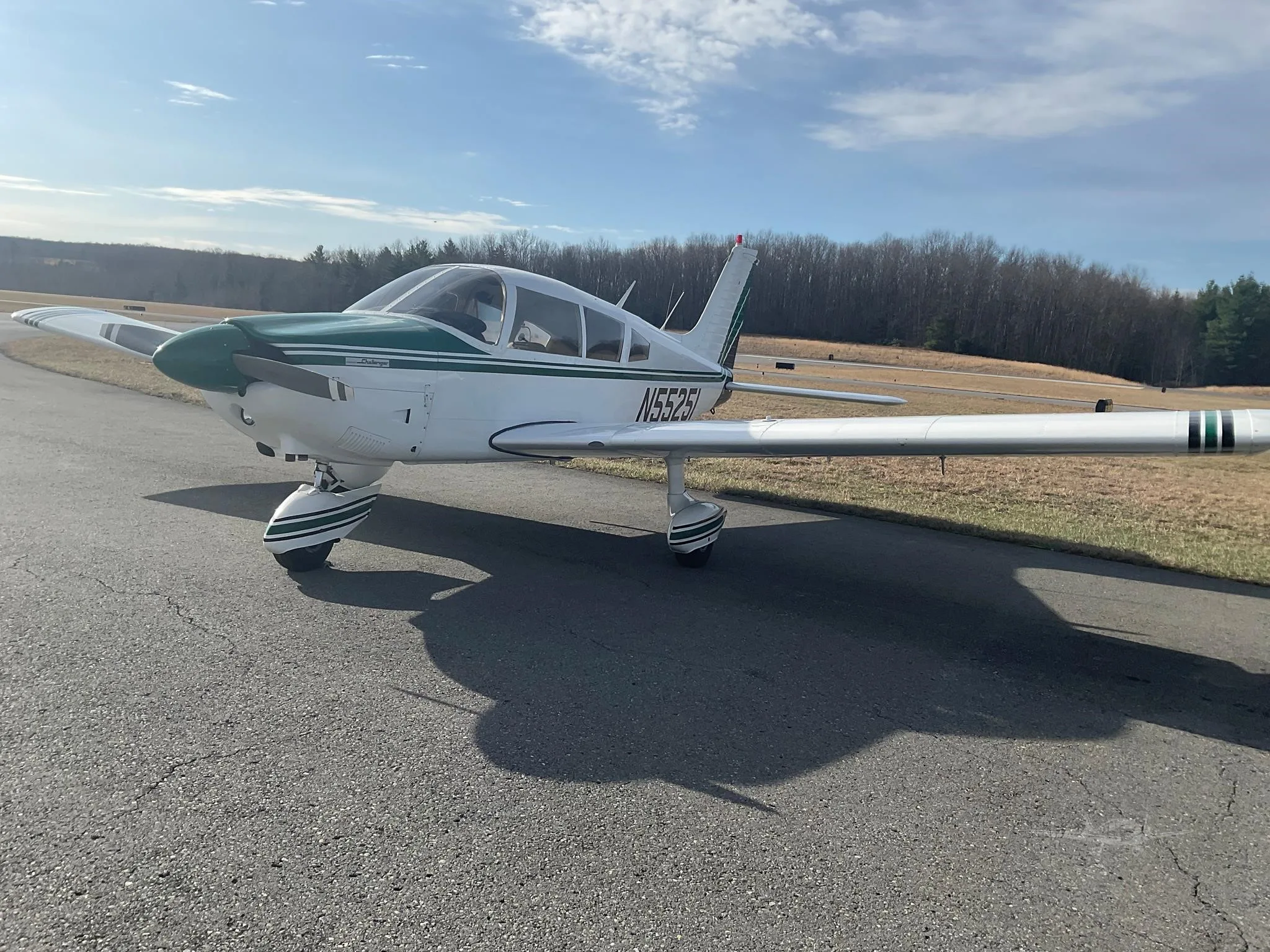 Exterior view of a 1973 PIPER CHEROKEE 180, N55251.