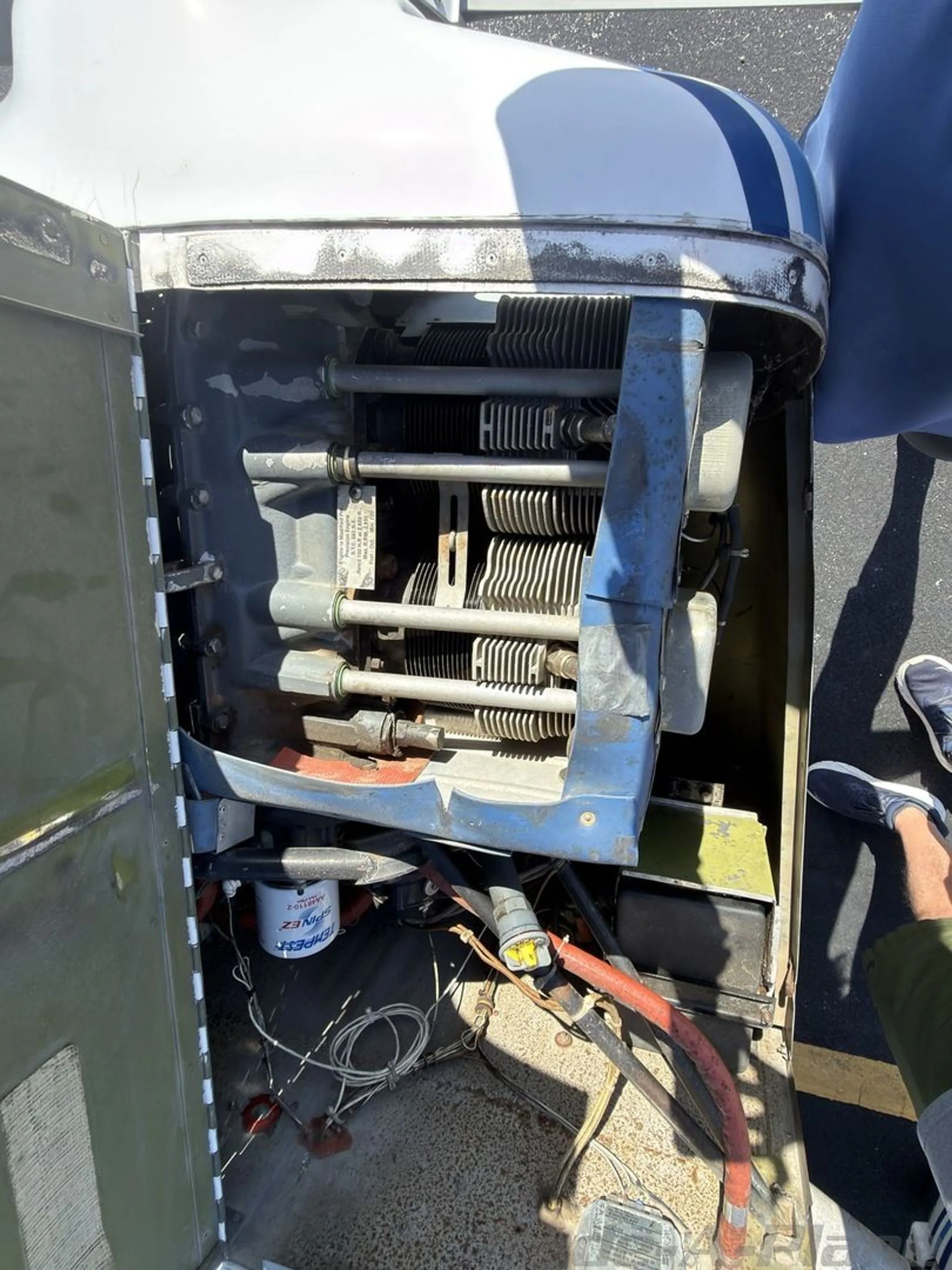 Engine detail of a 1974 GRUMMAN/AMERICAN GENERAL AA5 TRAVELER.