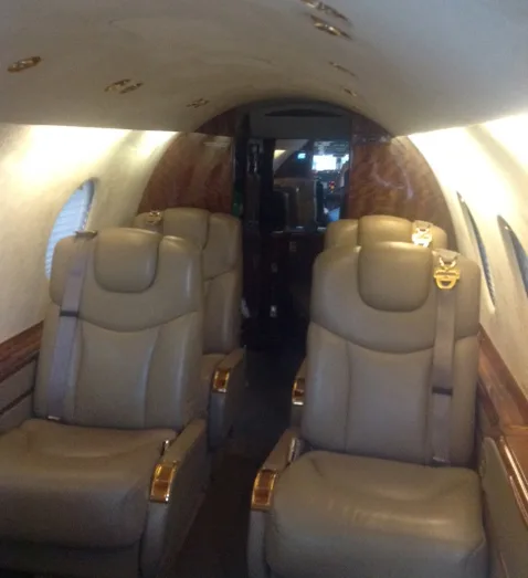 Cabin interior of a 2004 Hawker 400XP.