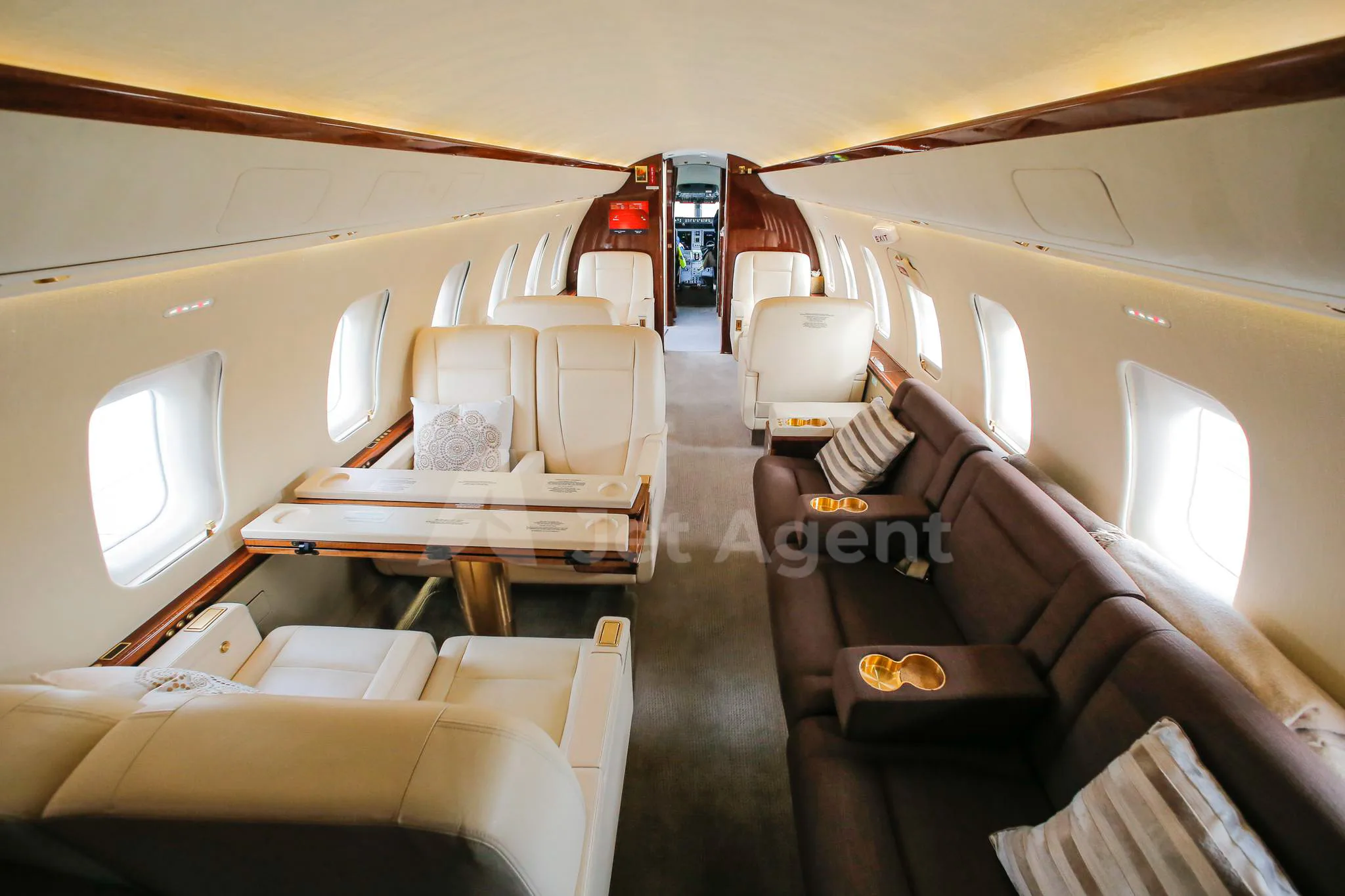 Cabin interior of a 2008 Bombardier challenger 605.