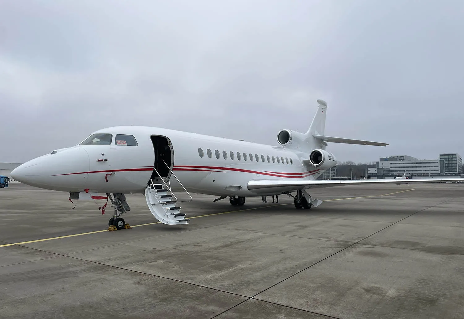 Marketing image of a Dassault Falcon 8X.