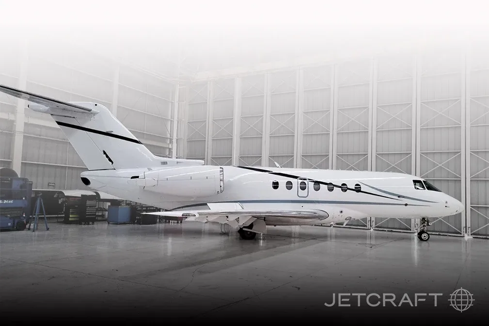 Exterior view of a Hawker 800.
