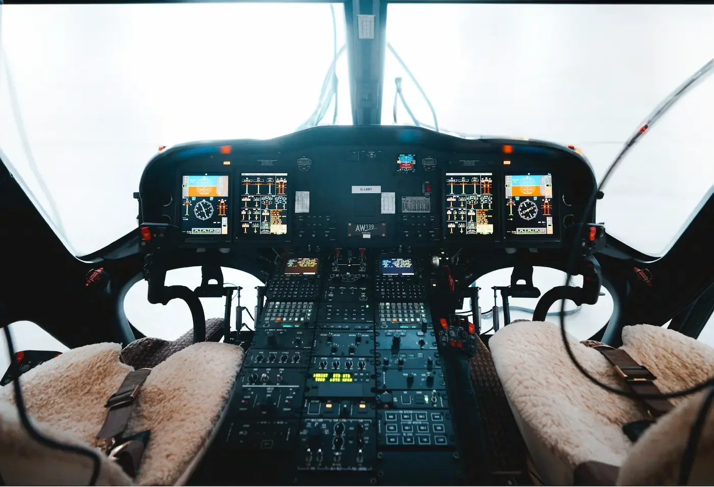 Cockpit and instrument panel of a 2015 Leonardo AW139.