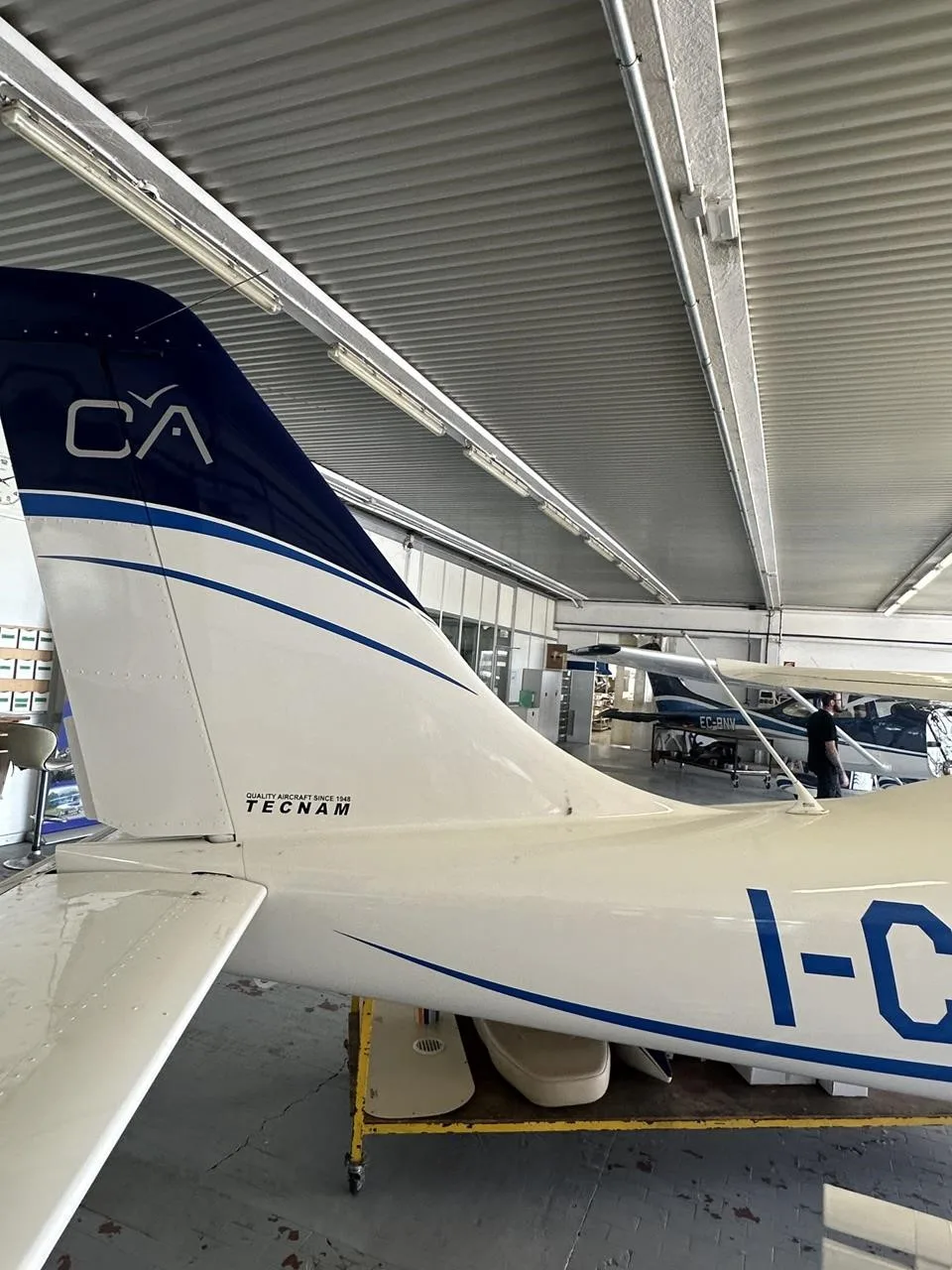 Exterior view of a 2018 TECNAM P2008 JC, I-CNTA.