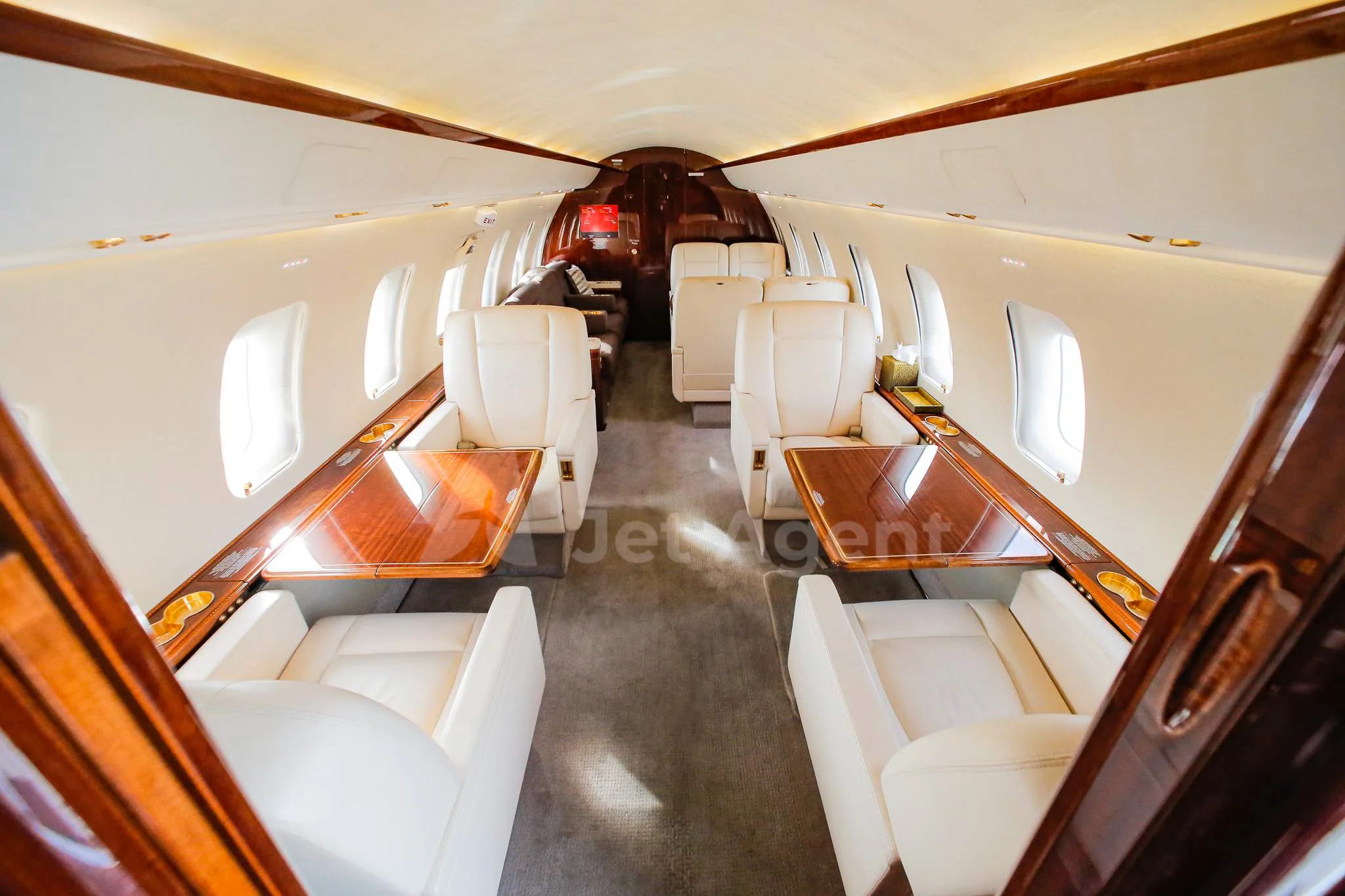 Cabin interior of a 2008 Bombardier challenger 605.