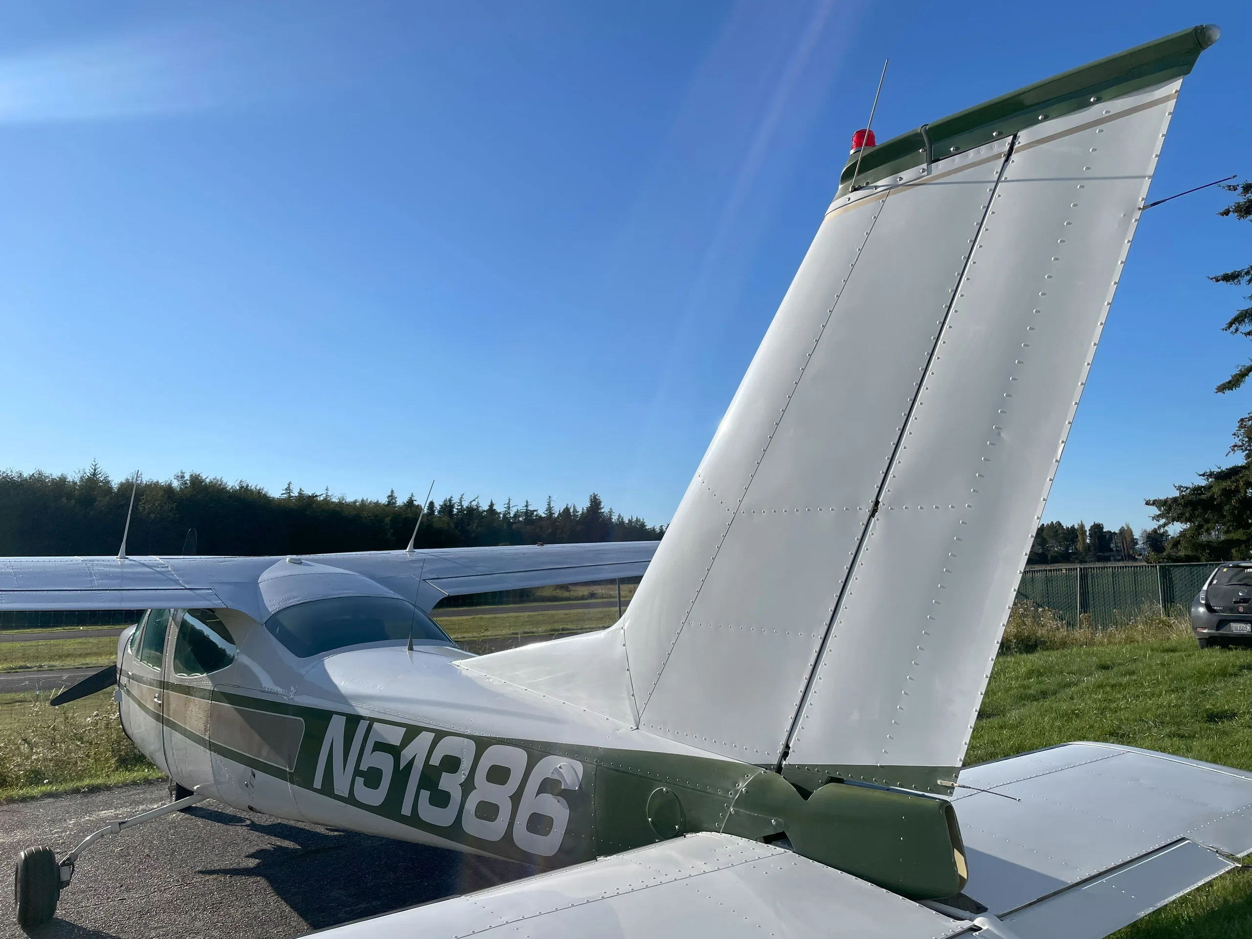 Exterior view of a 1977, N51386.